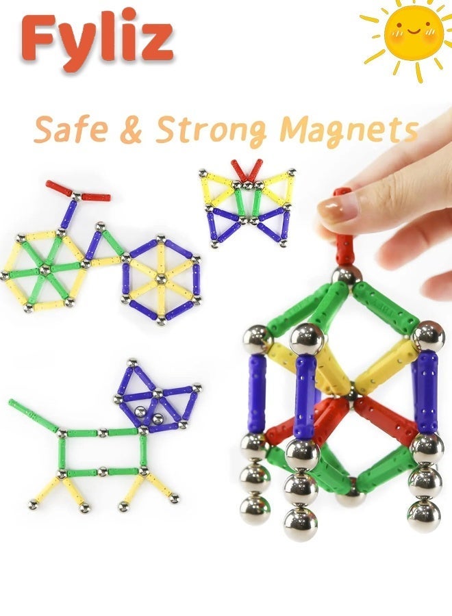 Fyliz 144 Pieces Magnetic Constructions Kids, Magnetic Construction Blocks Sticks, Montessori Construction Toys ﻿ - Image 4